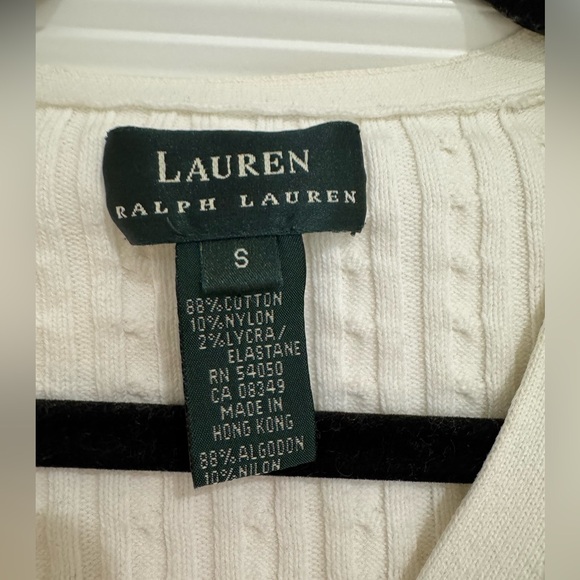 Ralph Lauren White Cable Knit cropped Cardigan Sweater - Picture 3 of 5